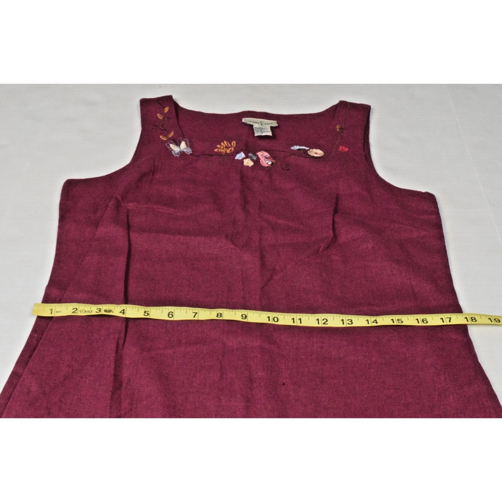 Vintage Dress Shirt Set Studio Ease Size 8 90s Wine Red Butterflies Linen Rayon