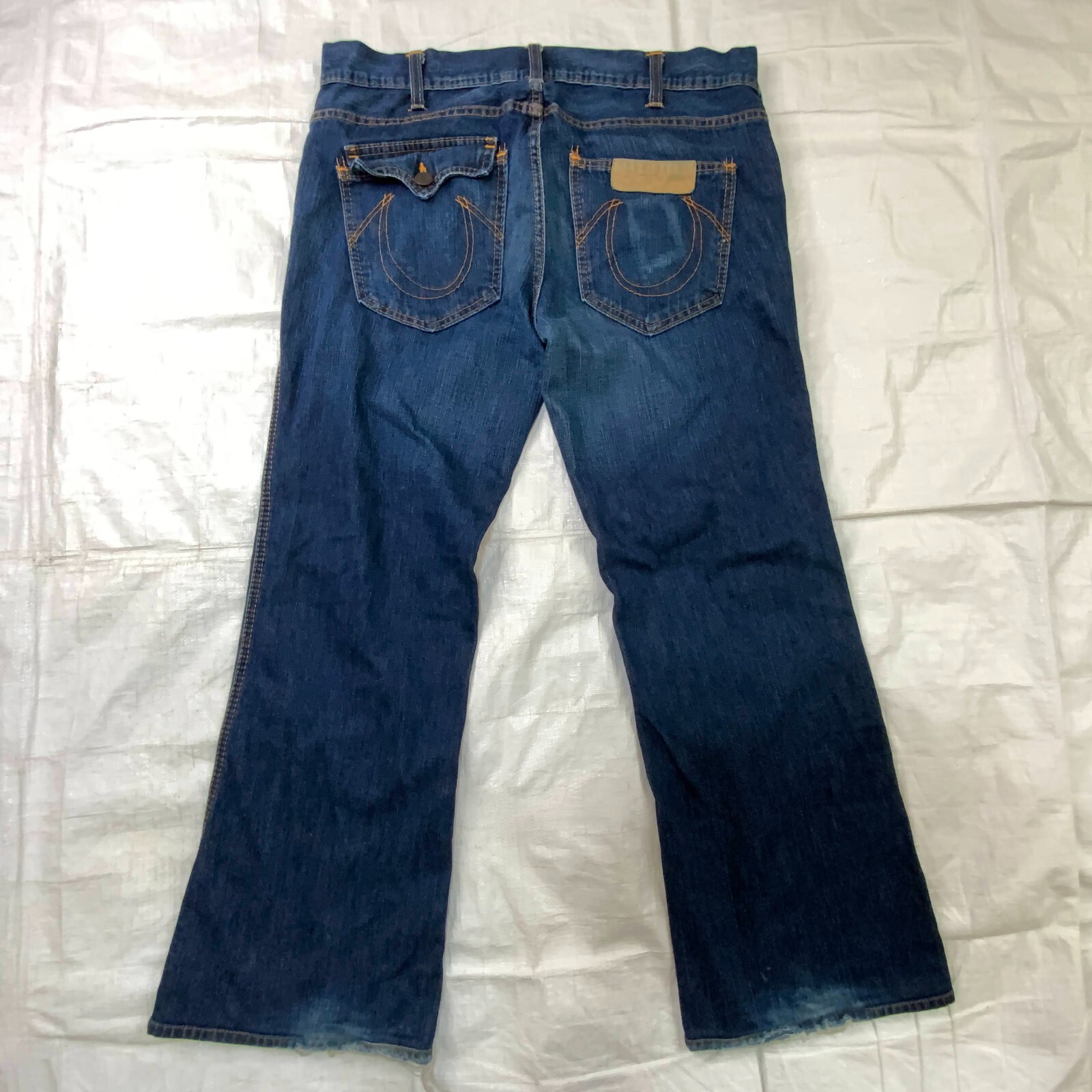 VTG Y2K TRUE RELIGION Womens Jeans Flared Dark Wash Size 36 Made in USA