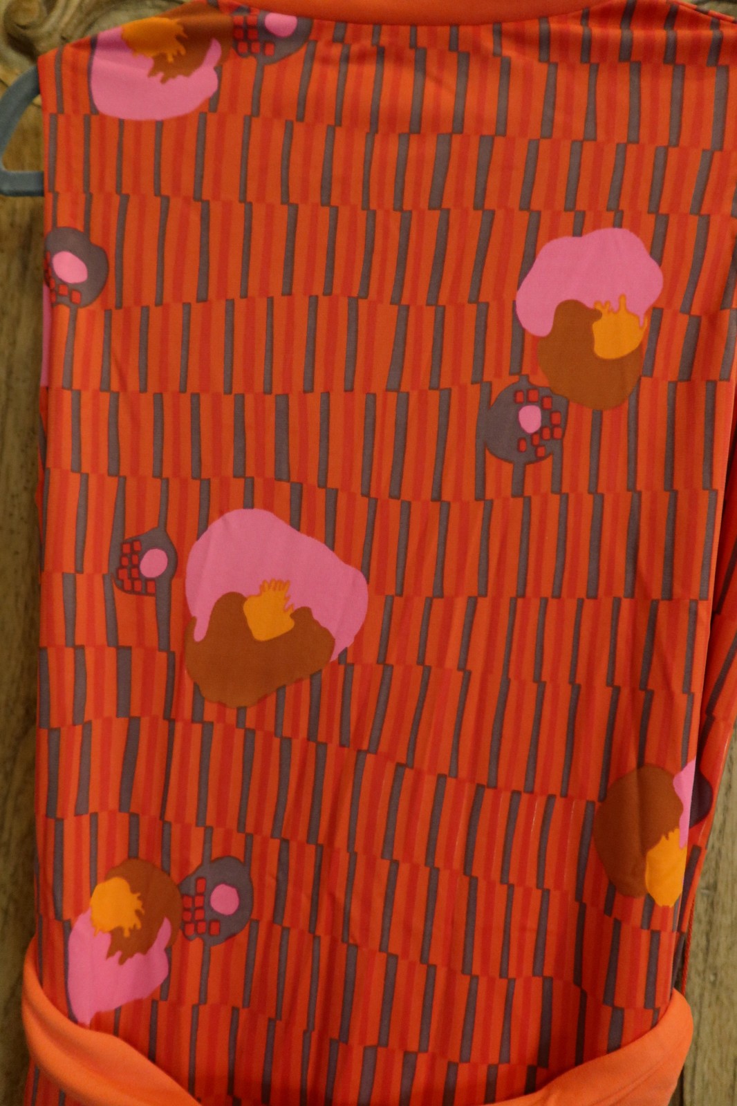 Vintage 70s E-Stewart USA Maxi Dress Orange Pink Psychedelic Pool Party M/L