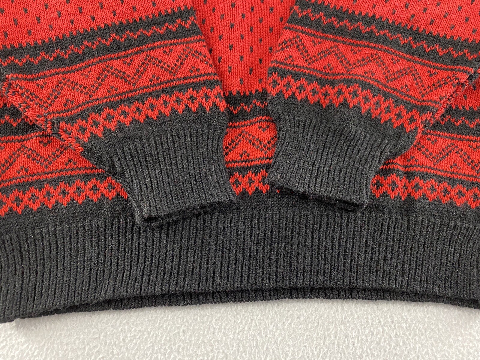 Vintage American Pride Sweater Pullover Nordic Pattern Red Black Acrylic Size S