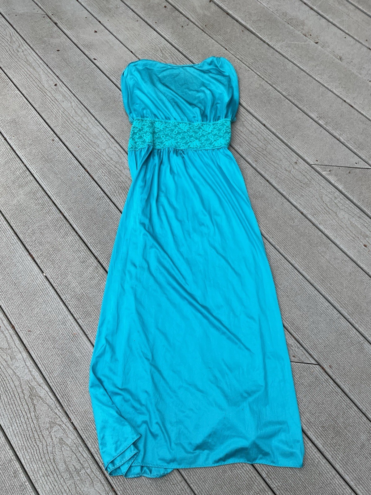 Vintage After Eight Turquoise Long Nightgown M/L