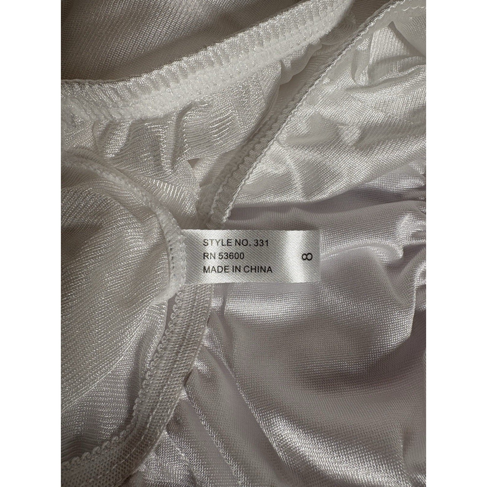 3 SHINY White Satin 100% Nylon Full Brief Panty Sewn in Cotton Gusset #331 Sz 8
