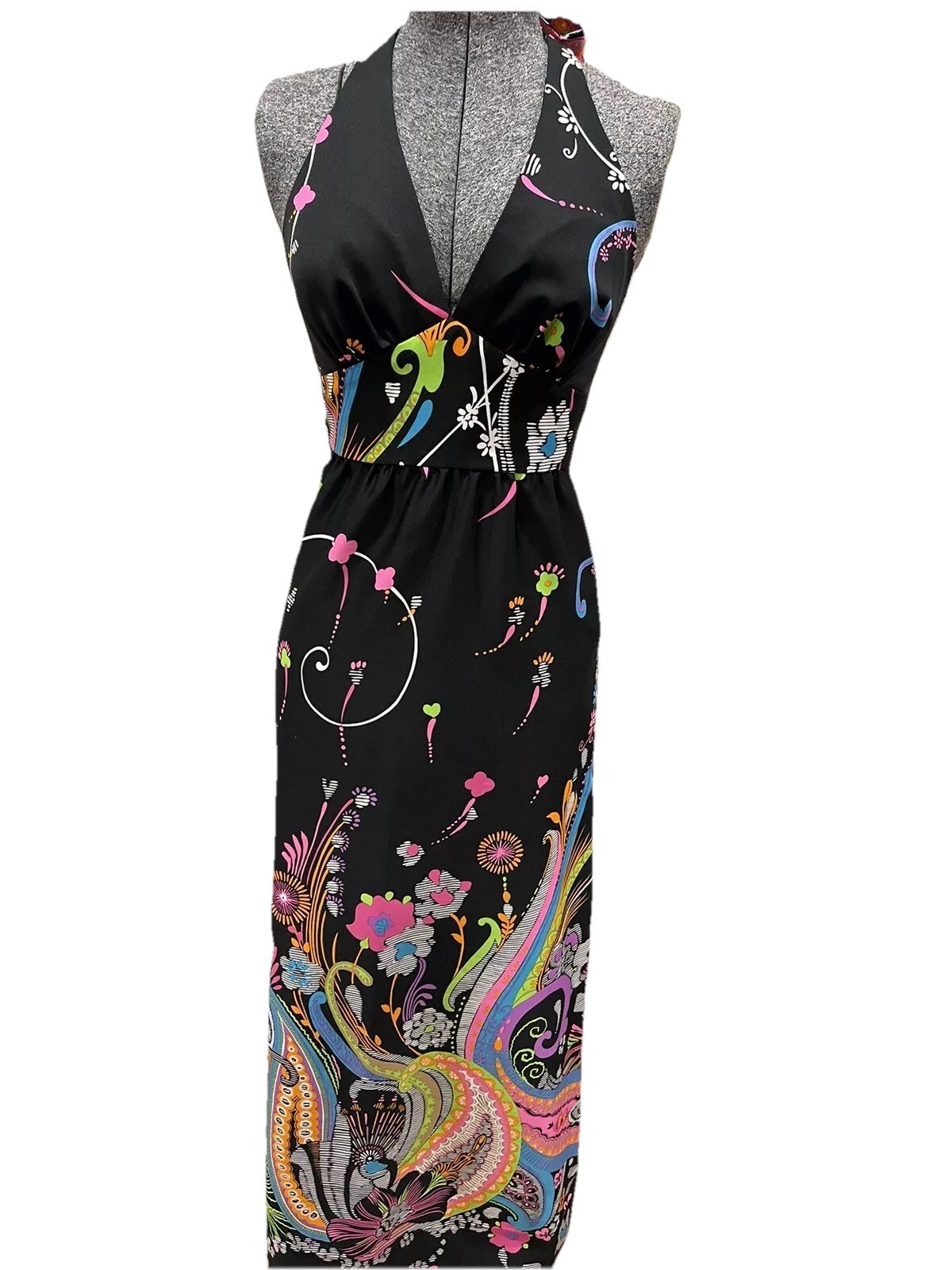 Laui Kai Hawaiian Fashions Dress-1970s Polyester-Groovy-Mod-kitschy Vintage Sm