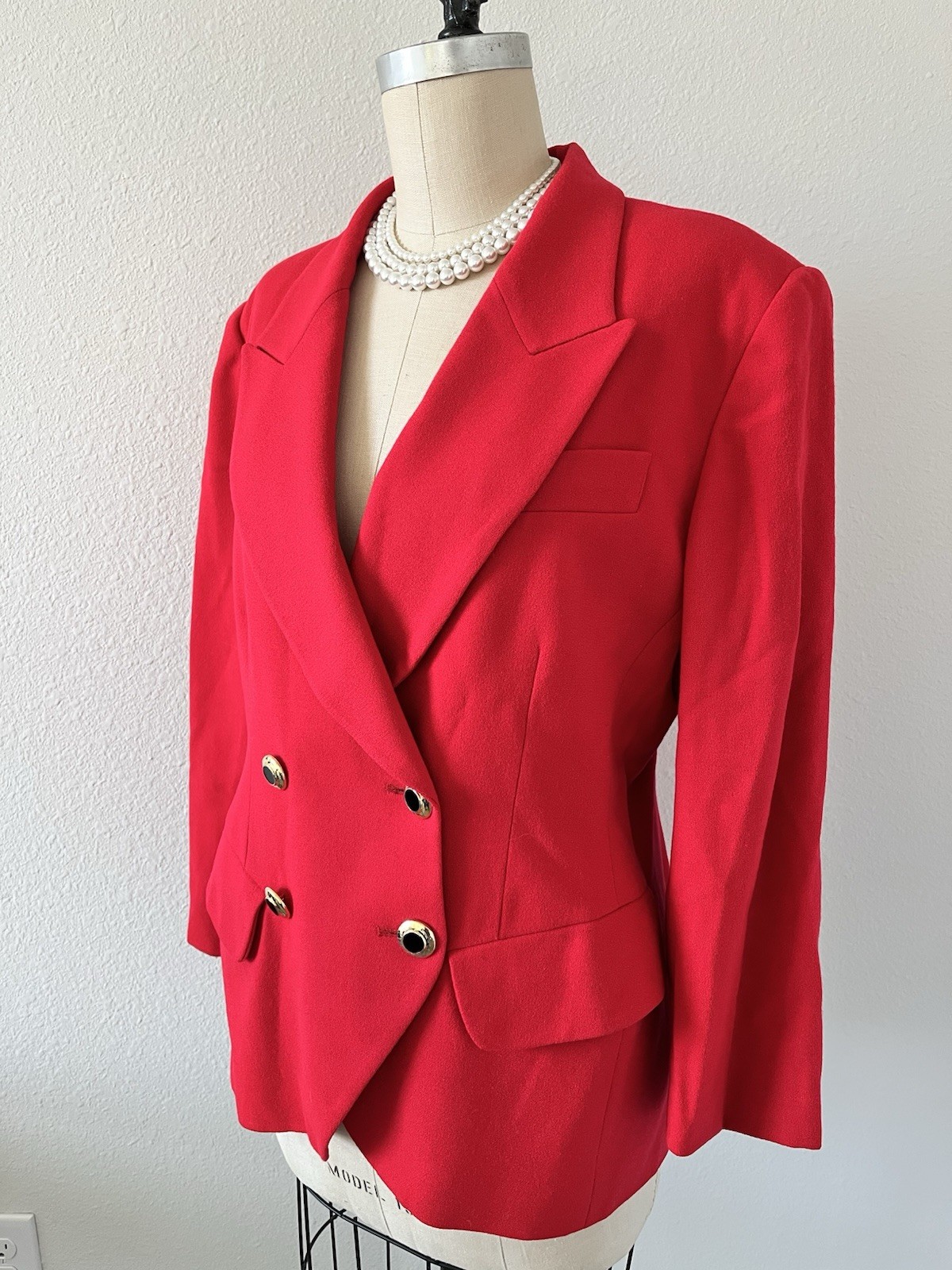 VTG 90s Blazer Double Breasted Wool Made in USA Power Suit Size 12 Princess D