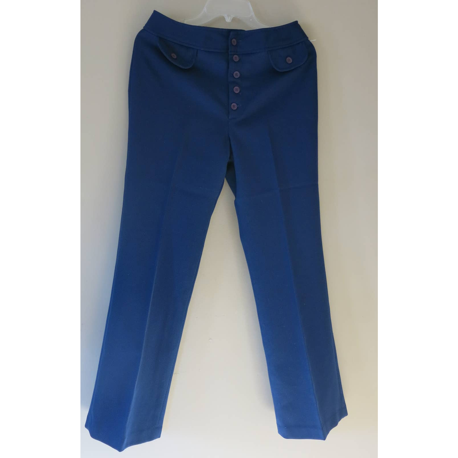 VINTAGE 1970 MISS HOLLY Pants Button Fly Pockets Polyester Blue Size 14 Average