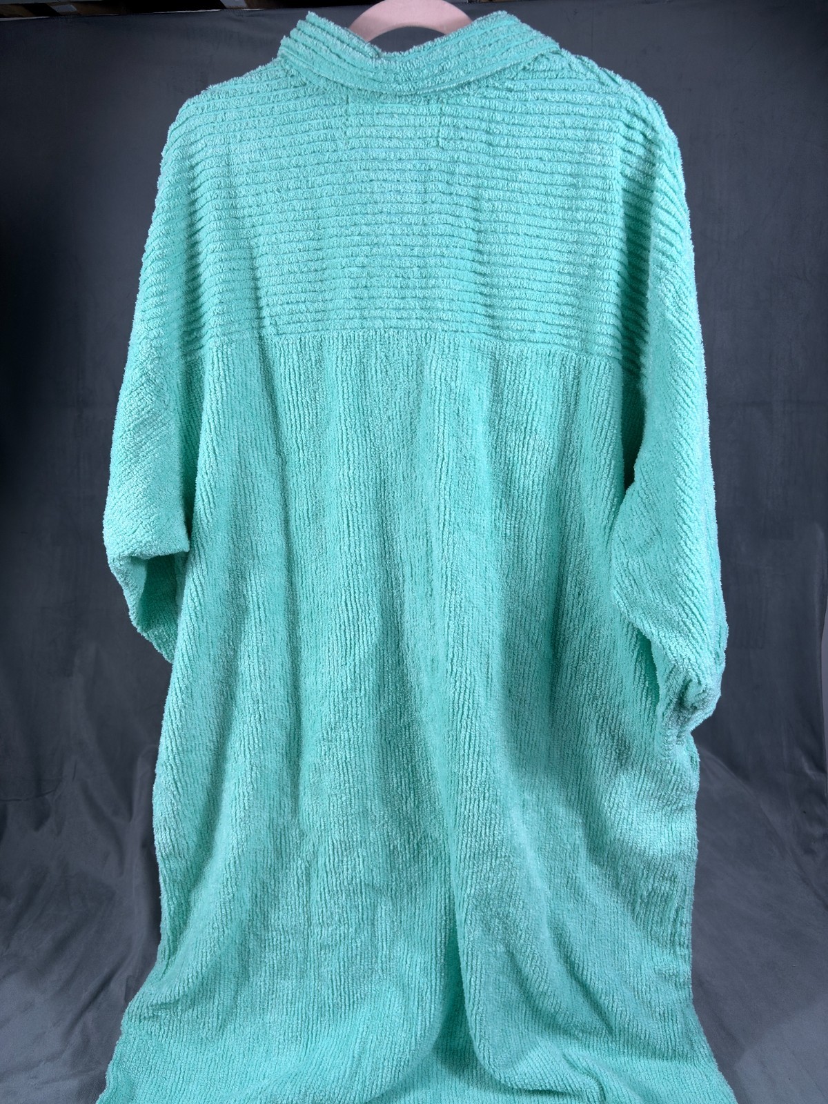 VTG Stan Herman Turquoise Chenille Robe House Coat 1/2 zip Pockets XL P NWT