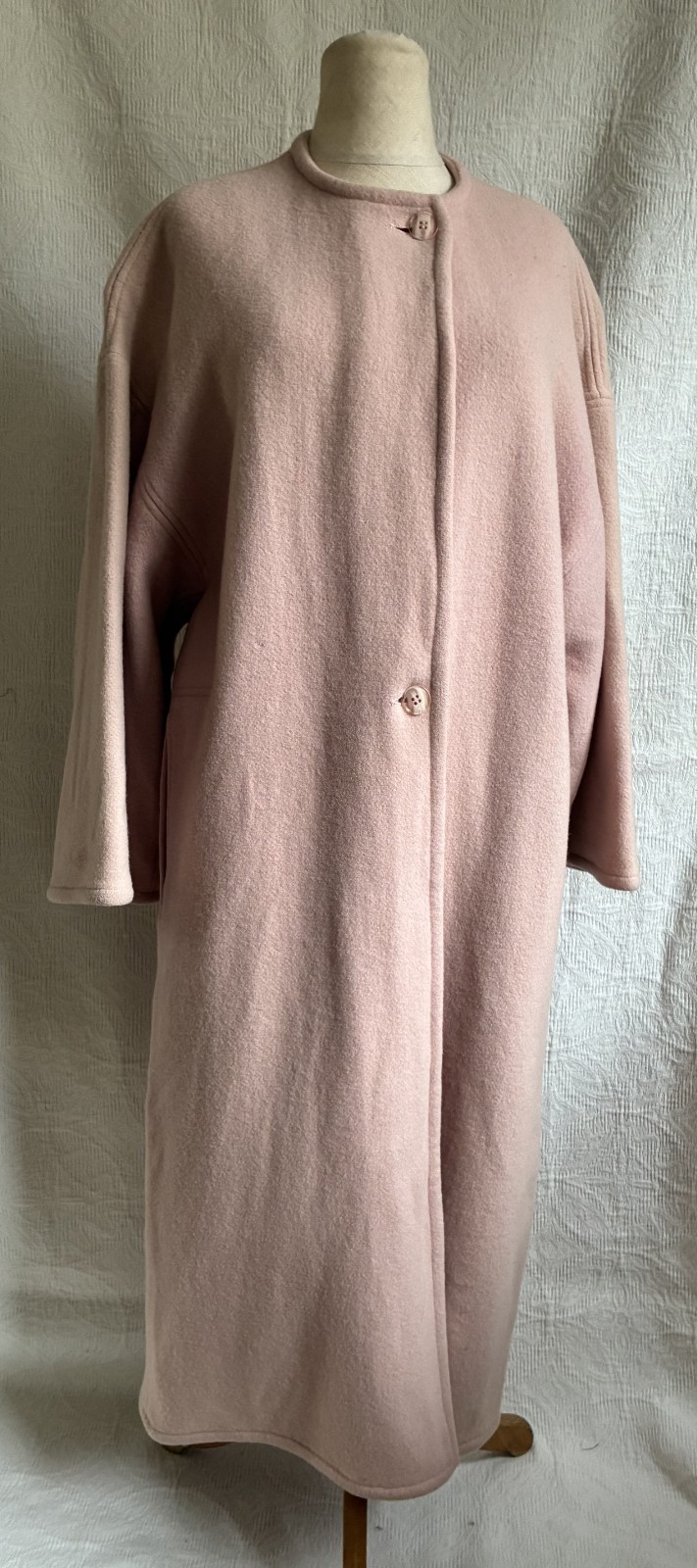 1980s Unstructured Bespoke Pink Felted Wool Coat Pockets Commes des Garcon? M/L