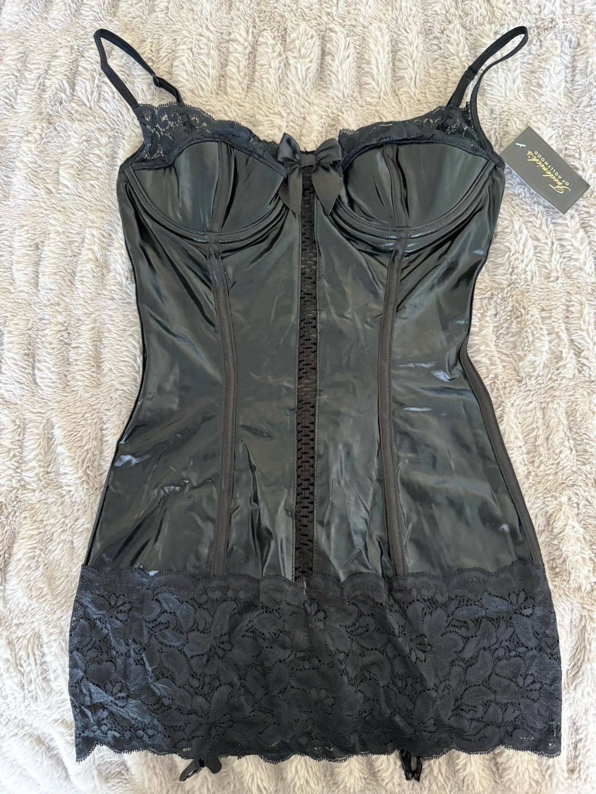 NWT Frederick&rsquo;s of Hollywood Satin Corset Thong Set Vintage 90s Size M
