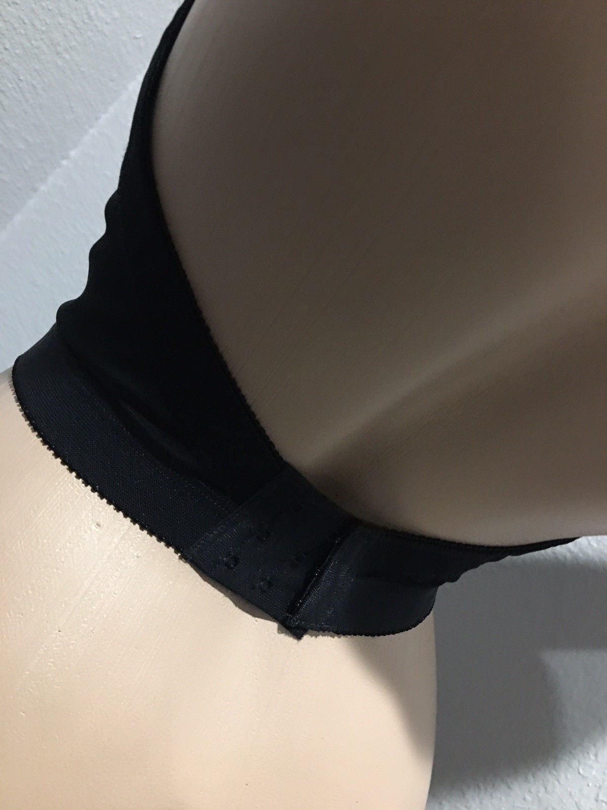 Vtg Black Nylon Bustier Long Line SEARS Bullet Bra 38B