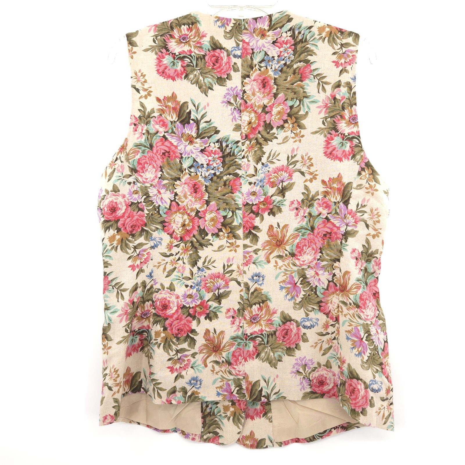 Vintage 1990s Talbots floral linen vest Size 12p petite longline cottage grandma