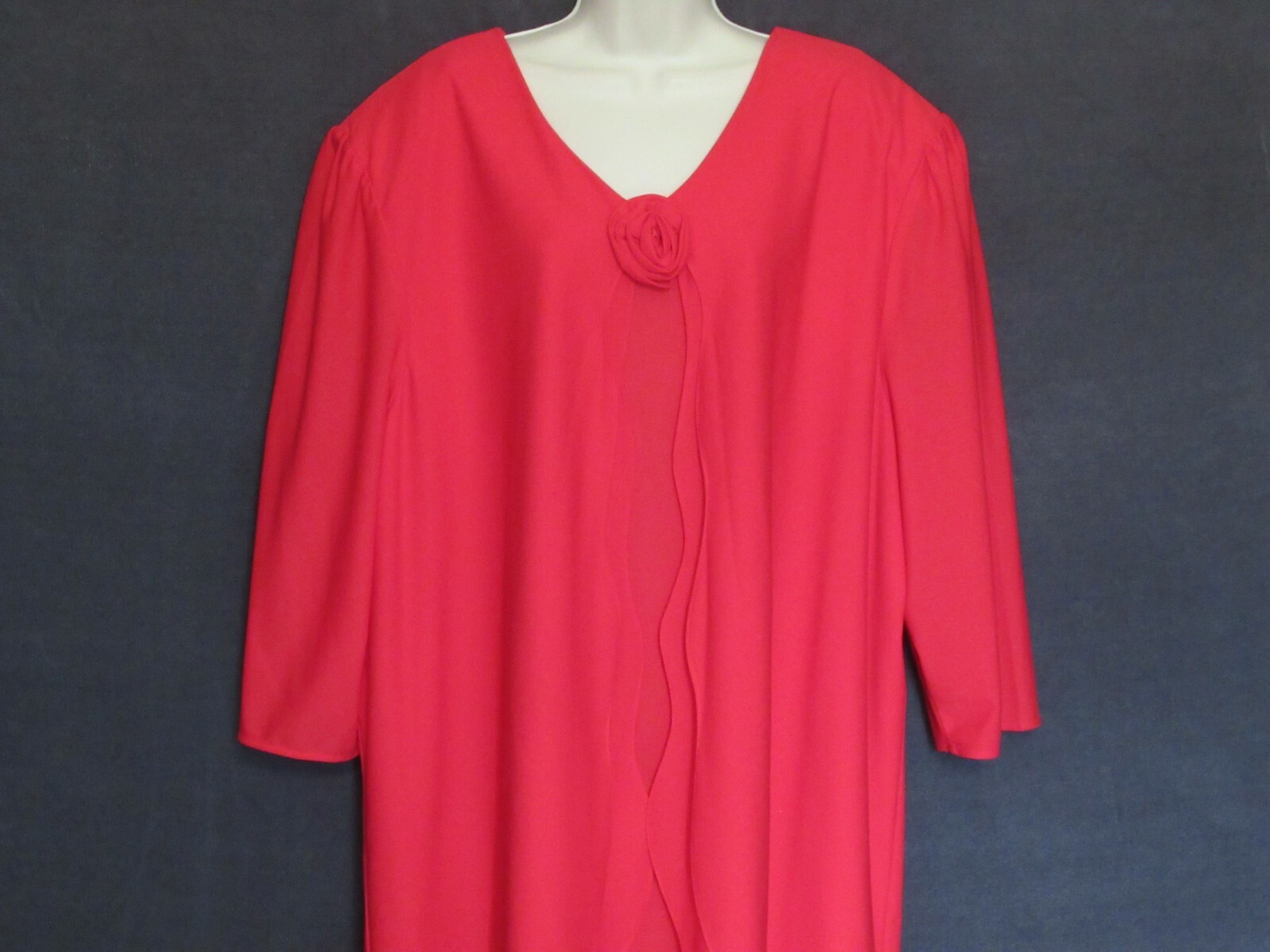 80&rsquo;s Vintage Risa Ann Vixen Red Poly Knit Rosette Draped Plus Size Party Dress