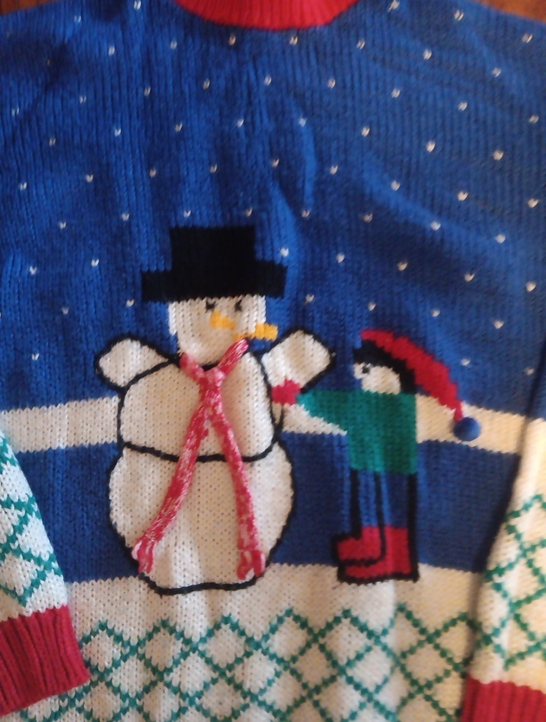 Vintage Amanda Smith Snowman Winter Pullover Sweater Womens Large 80’s 90’s