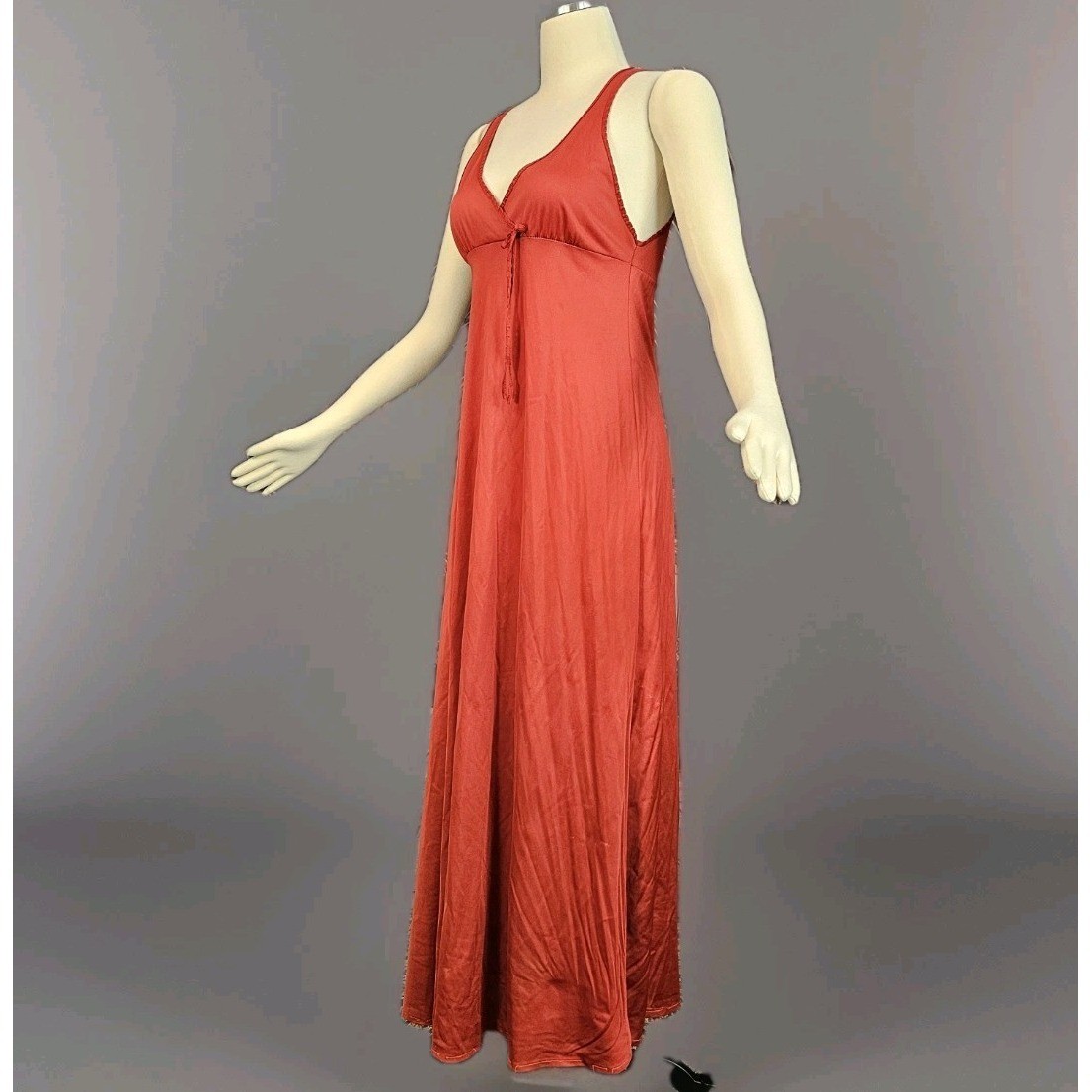 Vintage 1970&rsquo;s Nightgown Dress Slip Lingerie Burgundy Maxi Length Sleeveless 70s