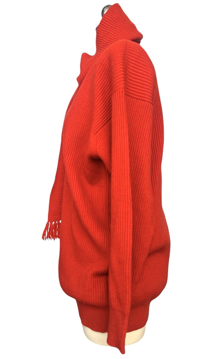 Vintage Adrienne Vittadini Red WoolSweater Scarf Wrap V Nk Minimalist 80s 90s S