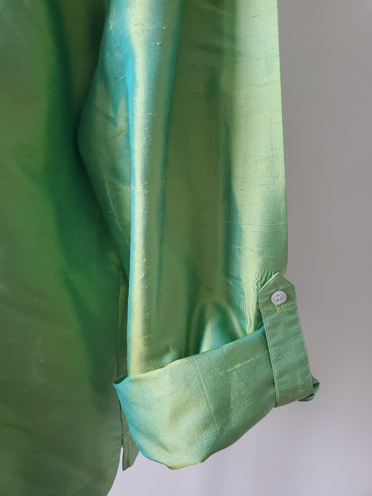 ALLISON TAYLOR Vintage Silk Lime Green 2pc Pant / Jacket Suit Women&rsquo;s XL /14