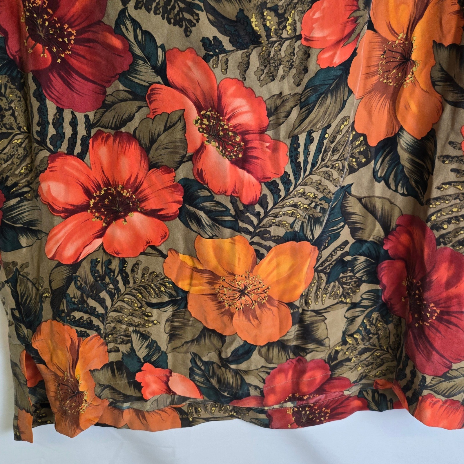 Rafaella Two Piece Set Top & Skirt 100% Silk Tropical Floral Vintage Large READ