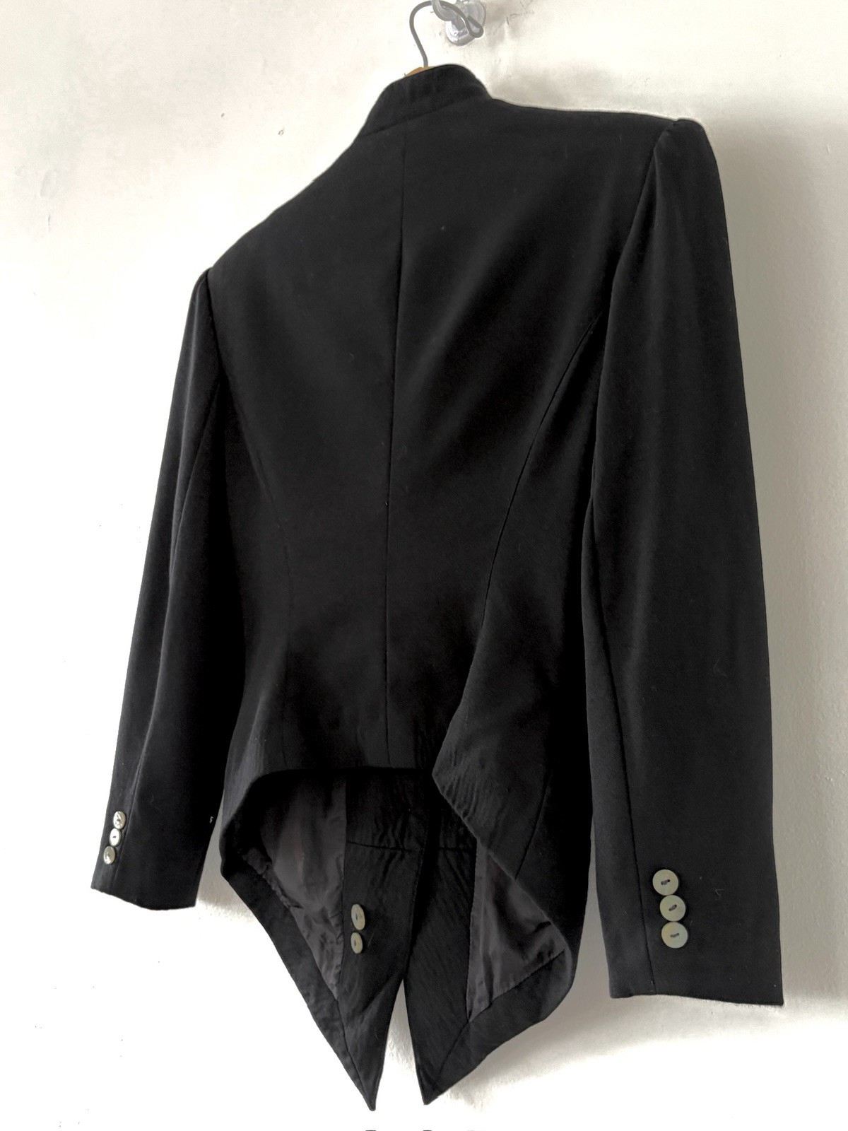80s Avant Garde Paris Designer Premonville Dewavrin Fitted Wool Tailcoat Jacket