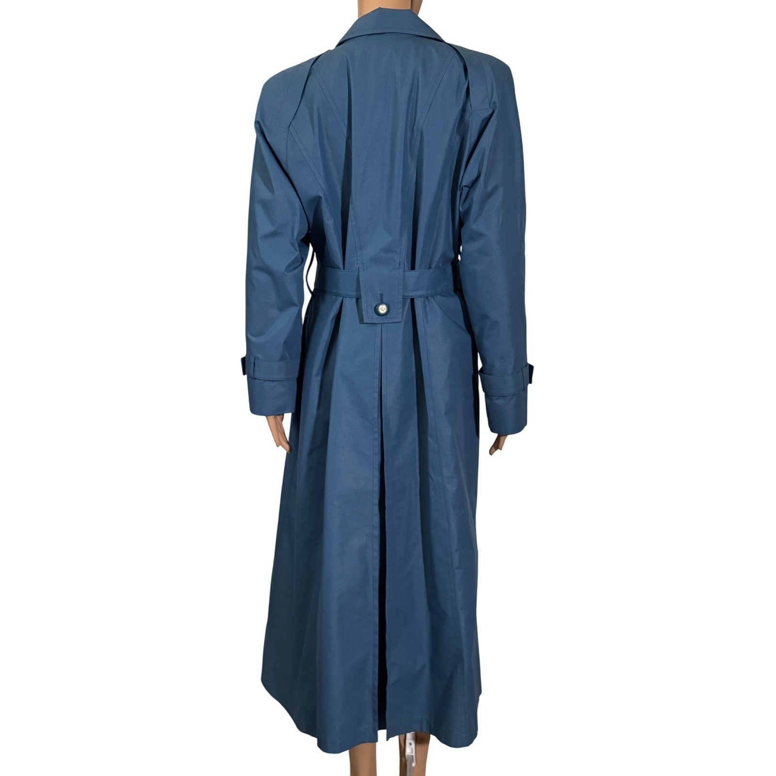 London Fog Vintage Blue Trench Coat Belted Long Rain Jacket Women&rsquo;s 10 Reg