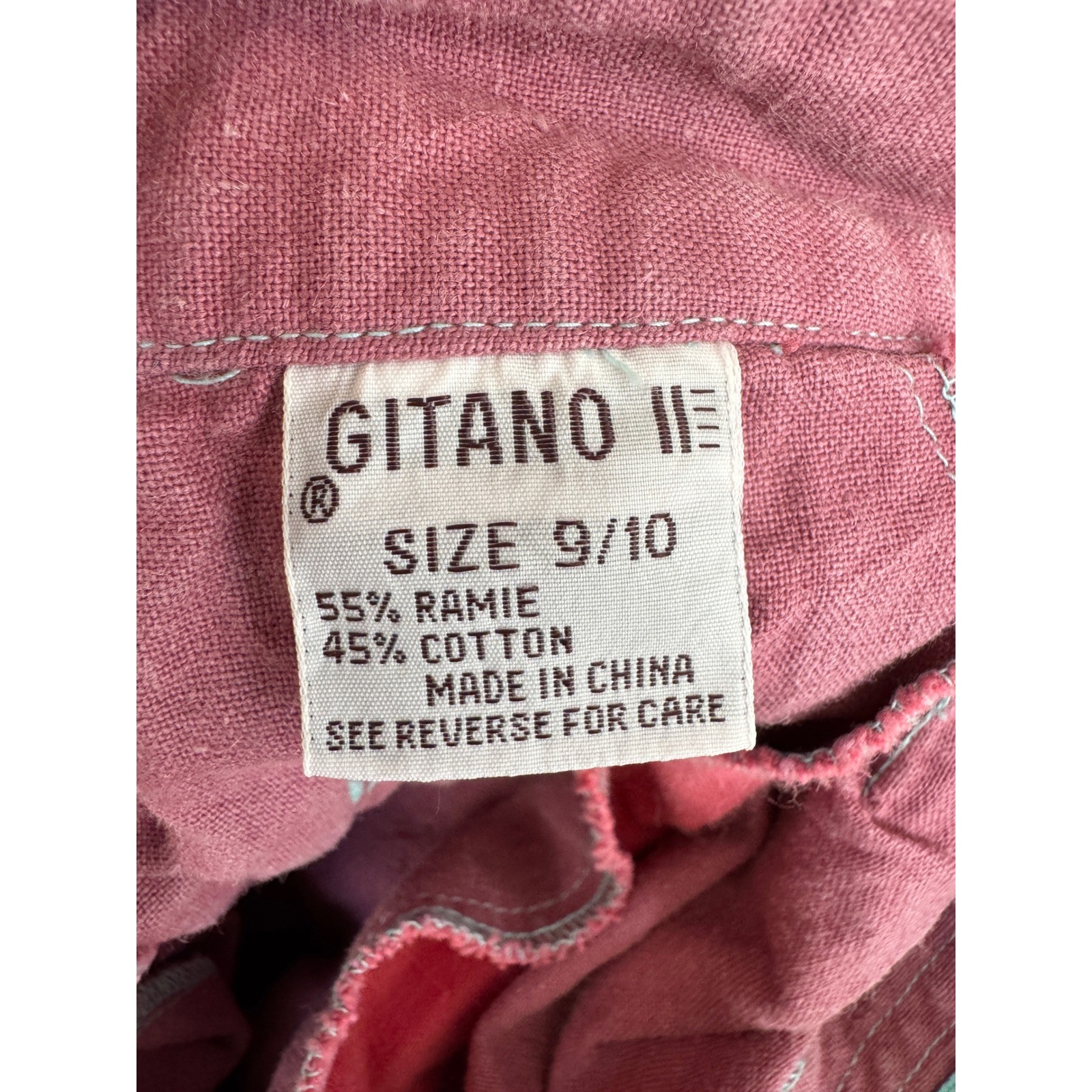 Vintage Gitano High Waisted Shorts Mauve Ramie Cotton Pleated Teal Zip Size 9/10