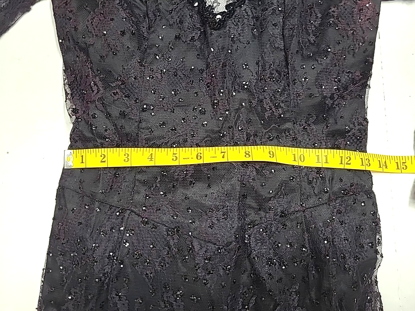 Gunne Sax dress Goth Princess Black Lace Sequins Tattoo Show Off Open Back Sz 9