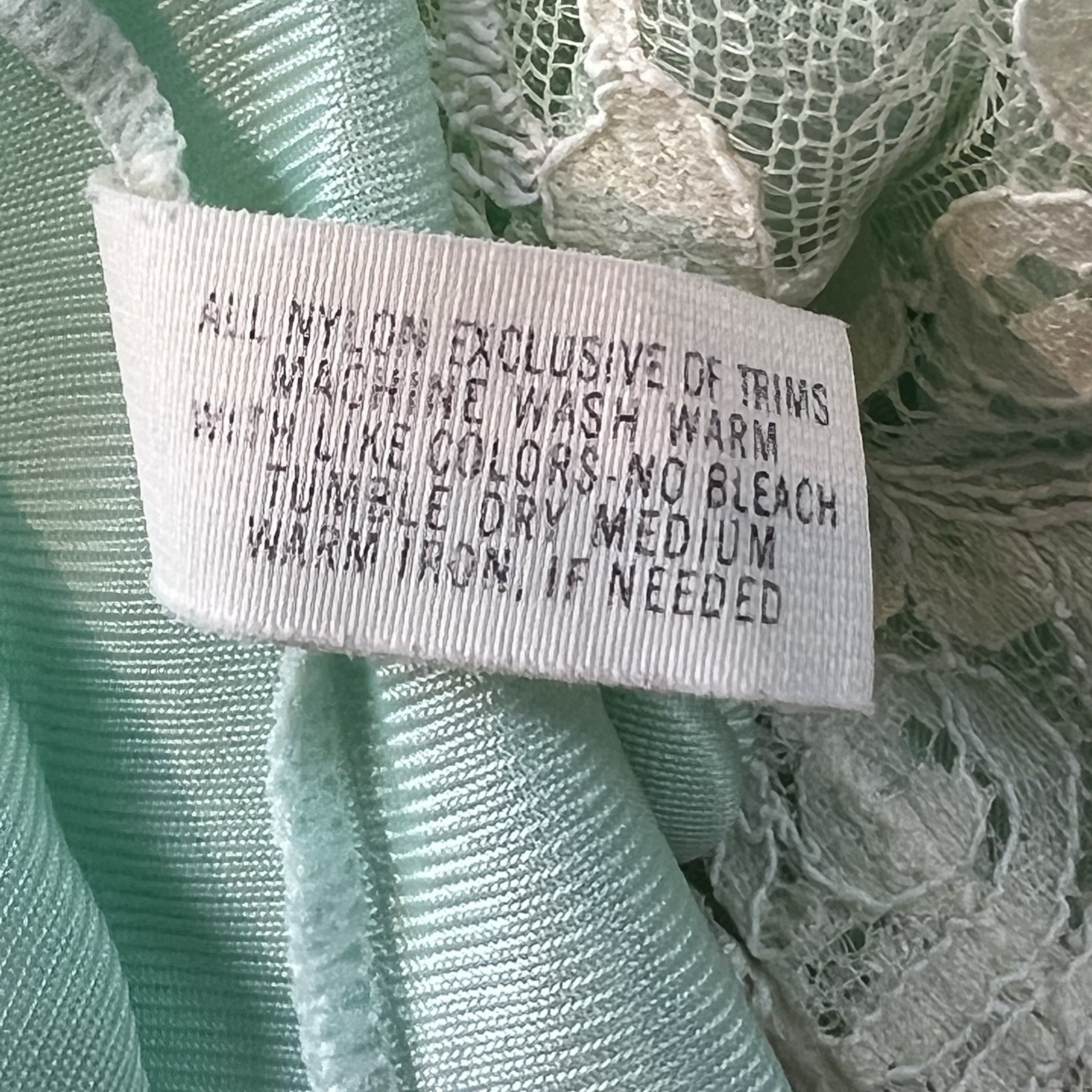 Shadowline Nightgown Womens Size Small Lace Aqua Green Vintage