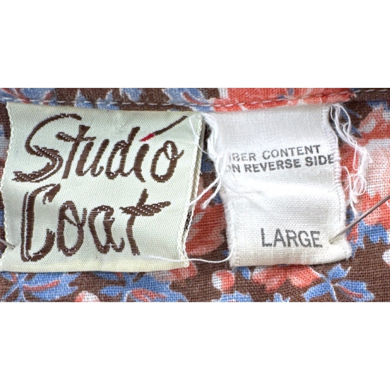 Vintage Studio Coat Floral House Dress Pearl Snap Front Pintuck Bib USA Large
