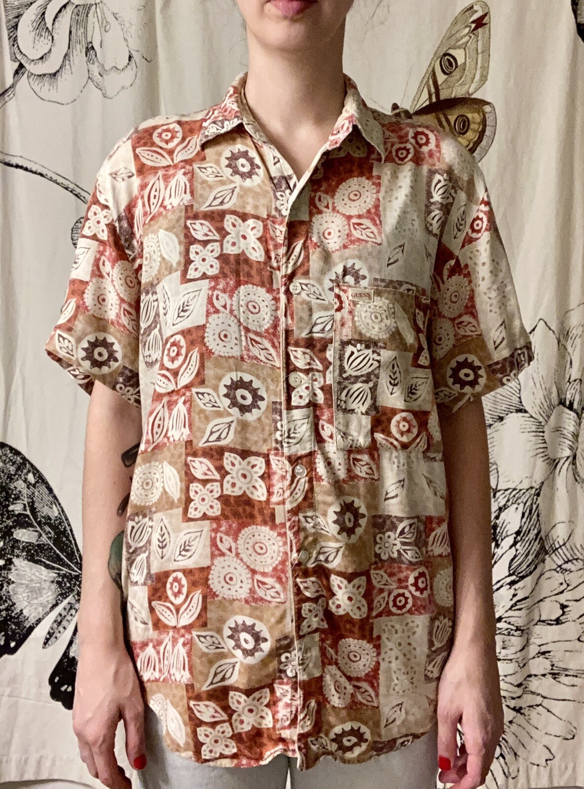 Vintage Guess By Georges Marciano small floral print short sleeved shirt button