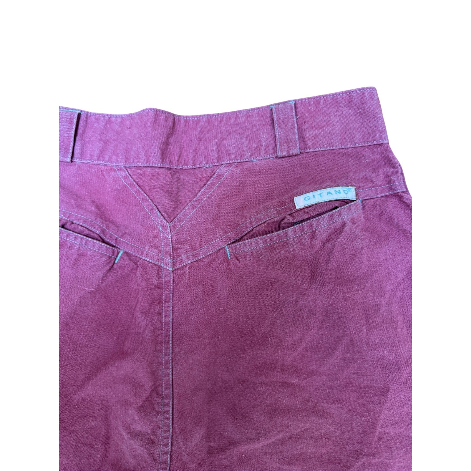 Vintage Gitano High Waisted Shorts Mauve Ramie Cotton Pleated Teal Zip Size 9/10