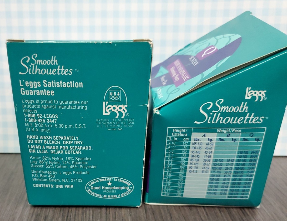 VTG L&rsquo;eggs Smooth Silhouettes Body Contouring Hosiery Sheer Toe SUNTAN Q 2Pair