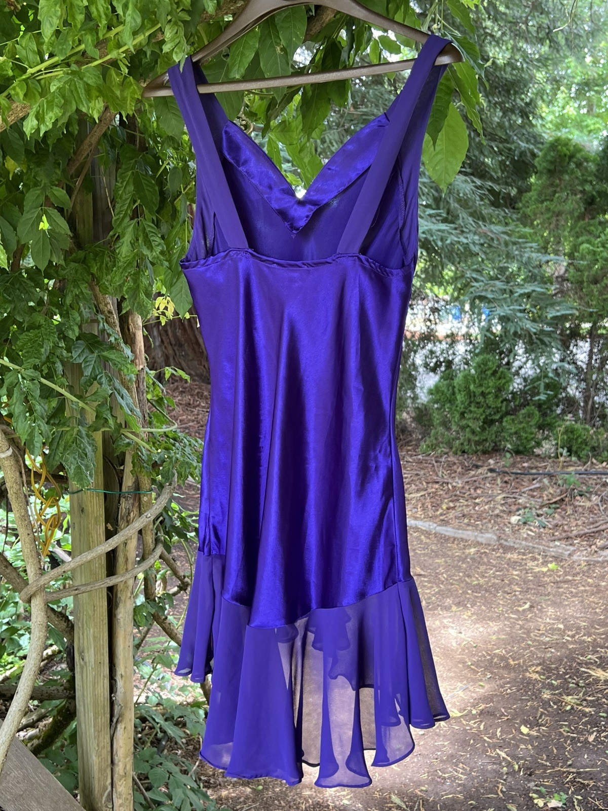 Vintage Val Mode Purple Satin Chiffon Chemise Slip Nightgown Babydoll Small