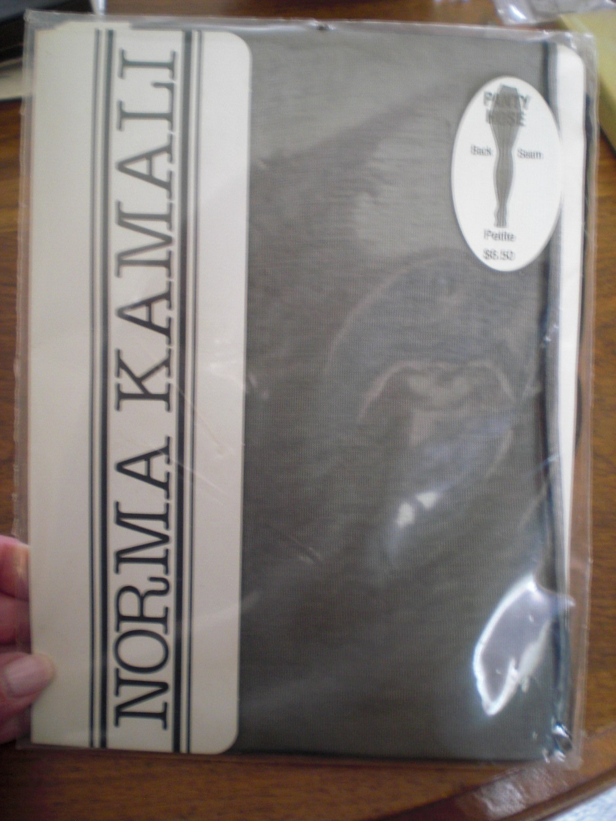Norma Kamali Panty Hose Black BACK SEAM Petite NEW Opaque Vintage 1980s USA