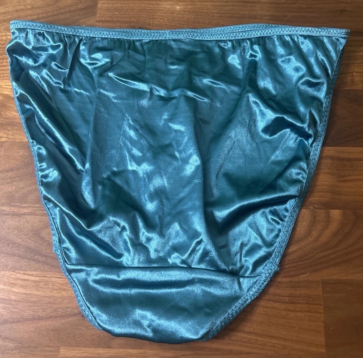 Vtg Second Skin Panties Double String 7/L Hi Cut Satin Nylon NWT Shiny Glossy