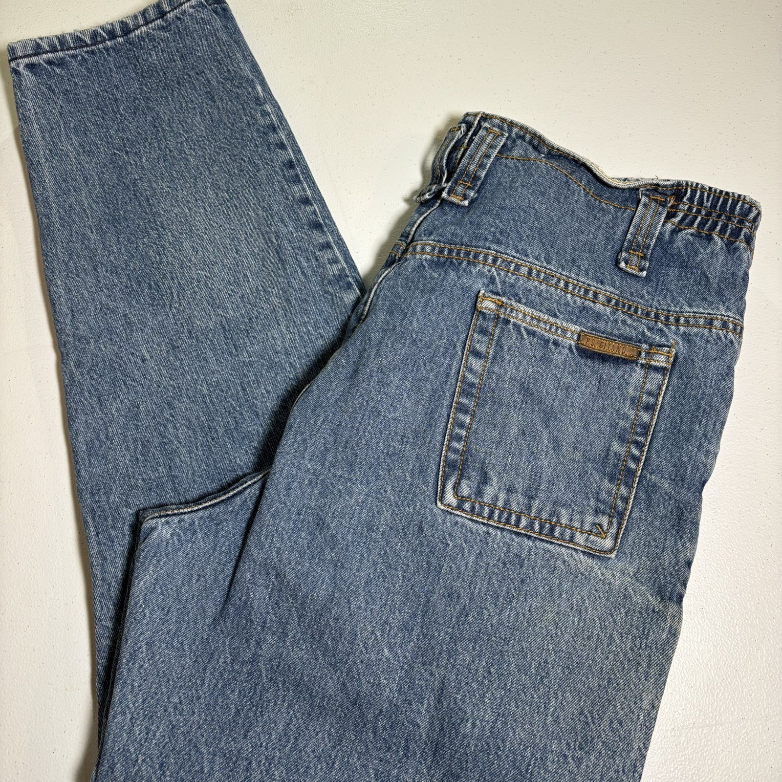 VINTAGE MOM JEANS by P. S Gitano High Waist Tapered Jeans Size 16 Blue Denim 80s