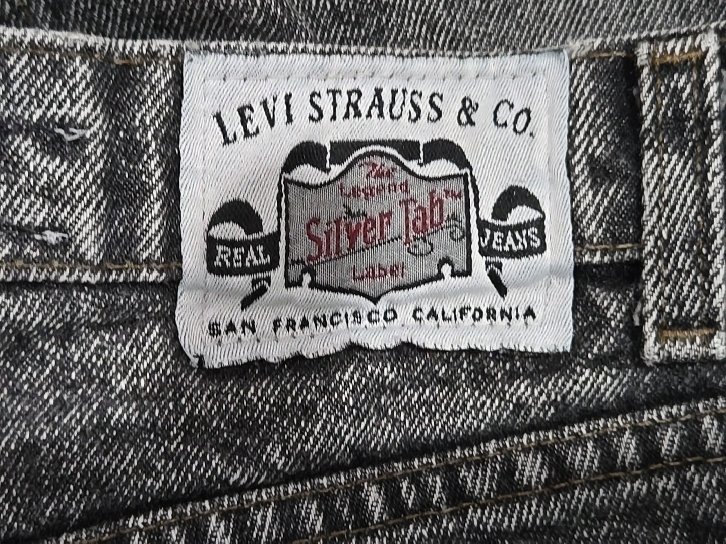 Vtg. Levi&rsquo;s Silver Tab Jeans Student W27xL28 Gray Acid Stone Wash Pleat Front