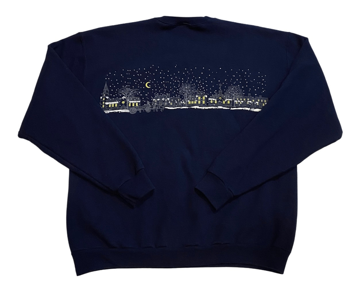 Vintage Colonial Williamsburg Navy Blue Christmas/Winter Sweatshirt Women’s L