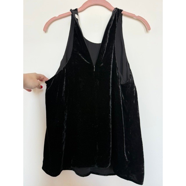 Joie Black Velvet Racerback Tank Top Blouse | Silk Blend | M/L | $198 Retail