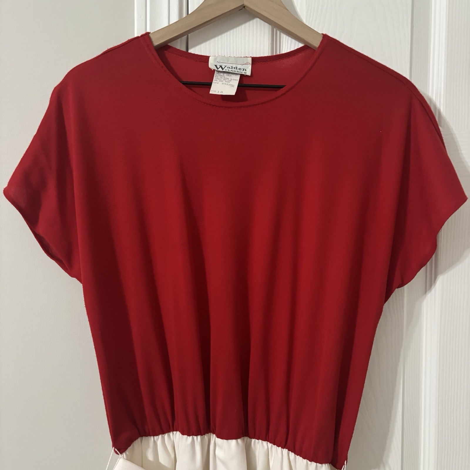 VINTAGE 1960s 70s WALDEN CLASSIC BURGUNDY RED DRESS & BELT SIZE 14 COTTON POLY