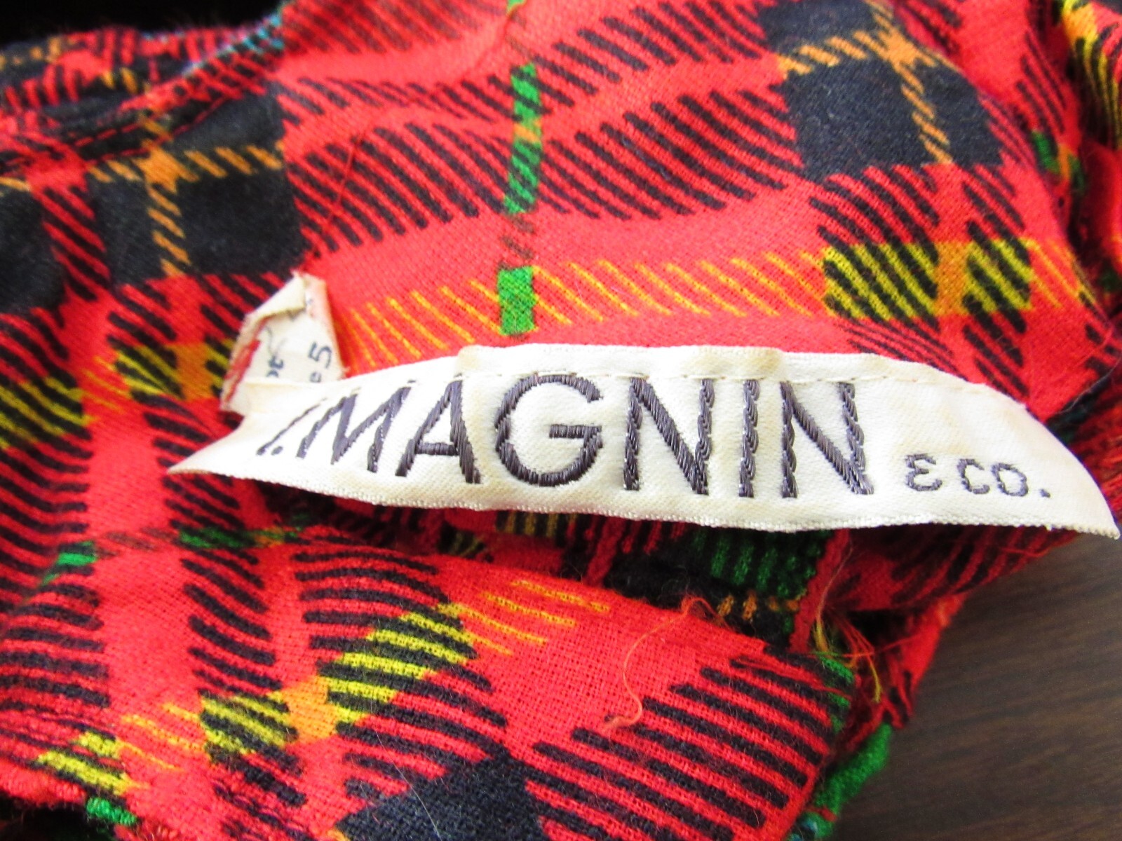 Vintage I. Magnin 60s 70s Red Plaid Empire Smocked Maxi Dress XS/S Jrs 5