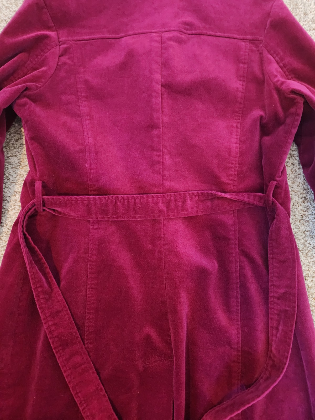 ⚡️VTG RARE 🔥 ESPRIT Magenta Velvet Trench Y2K INDIE SLEAZE L retro festival 💖
