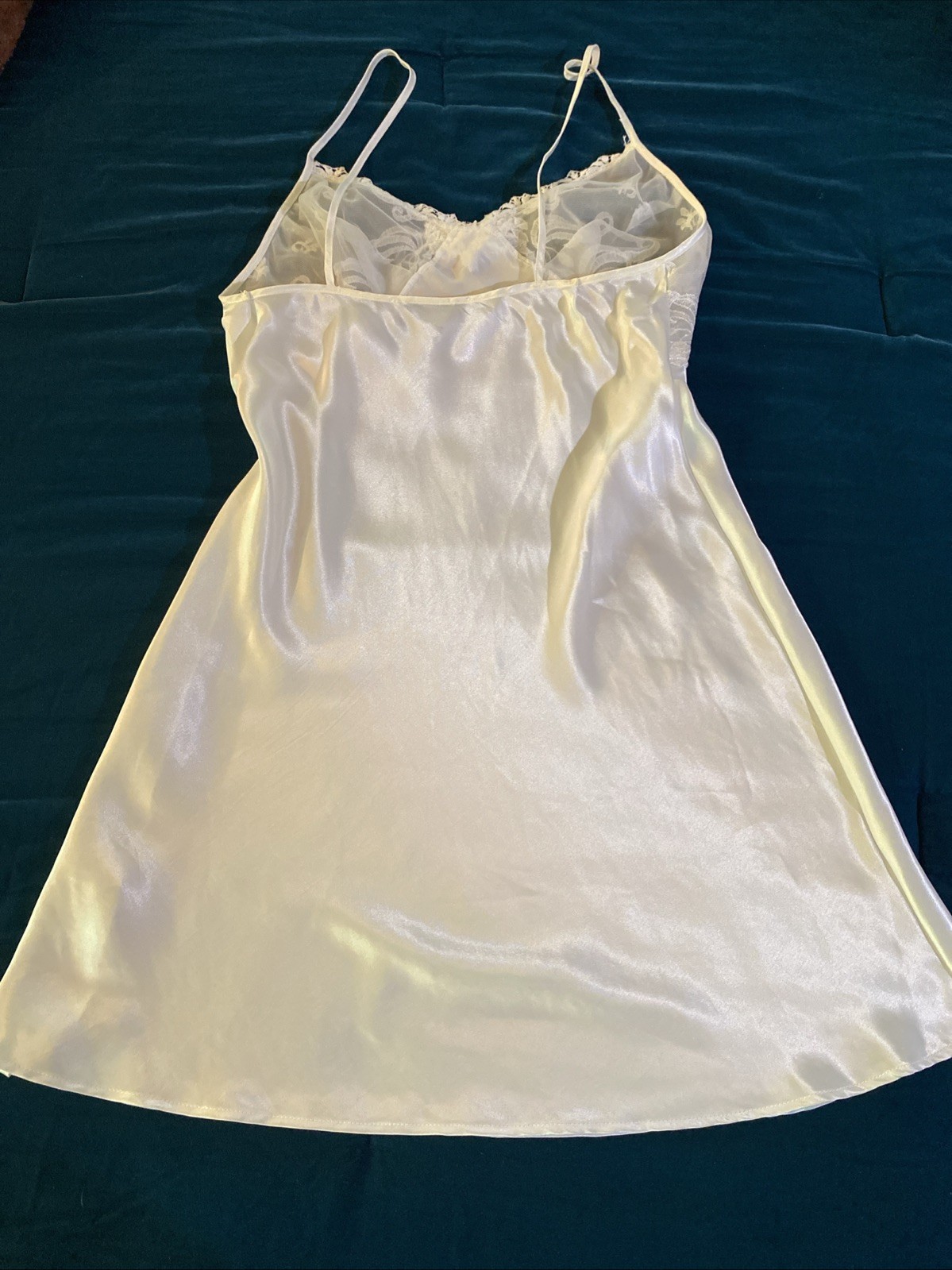 Vintage Val Mode Size S Ivory Polyester Satin With Lace