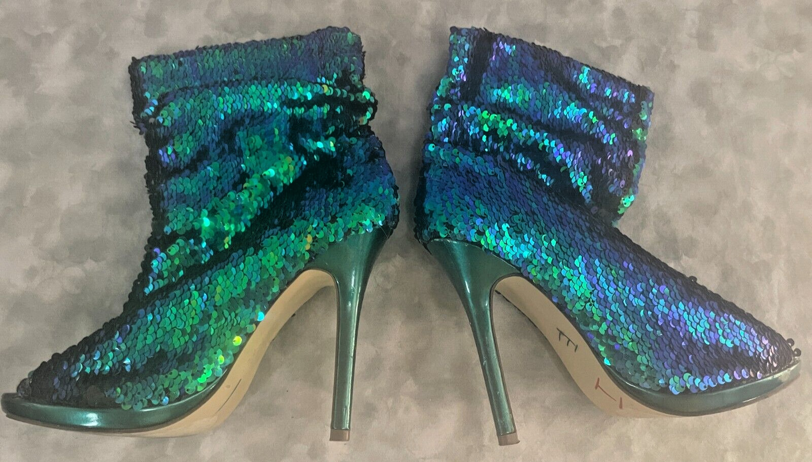 2010s Vtg Mermaid Sequin Bomber Jacket & Boots « RARE SET » Blue Green Glam ✨🔥