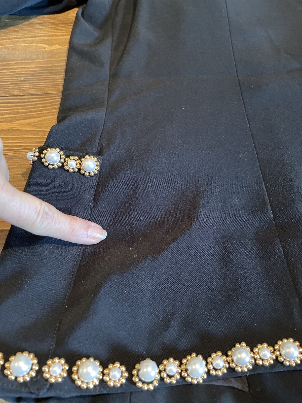 Vtg d’ore by Della Roufogali Beaded Black Open Cardigan Sz 10