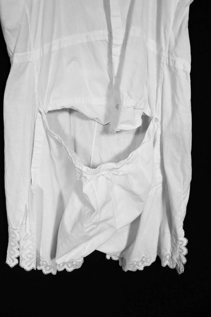Antique Edwardian-1920&rsquo;s French White Cotton Slip Undergarment Large Exc Con