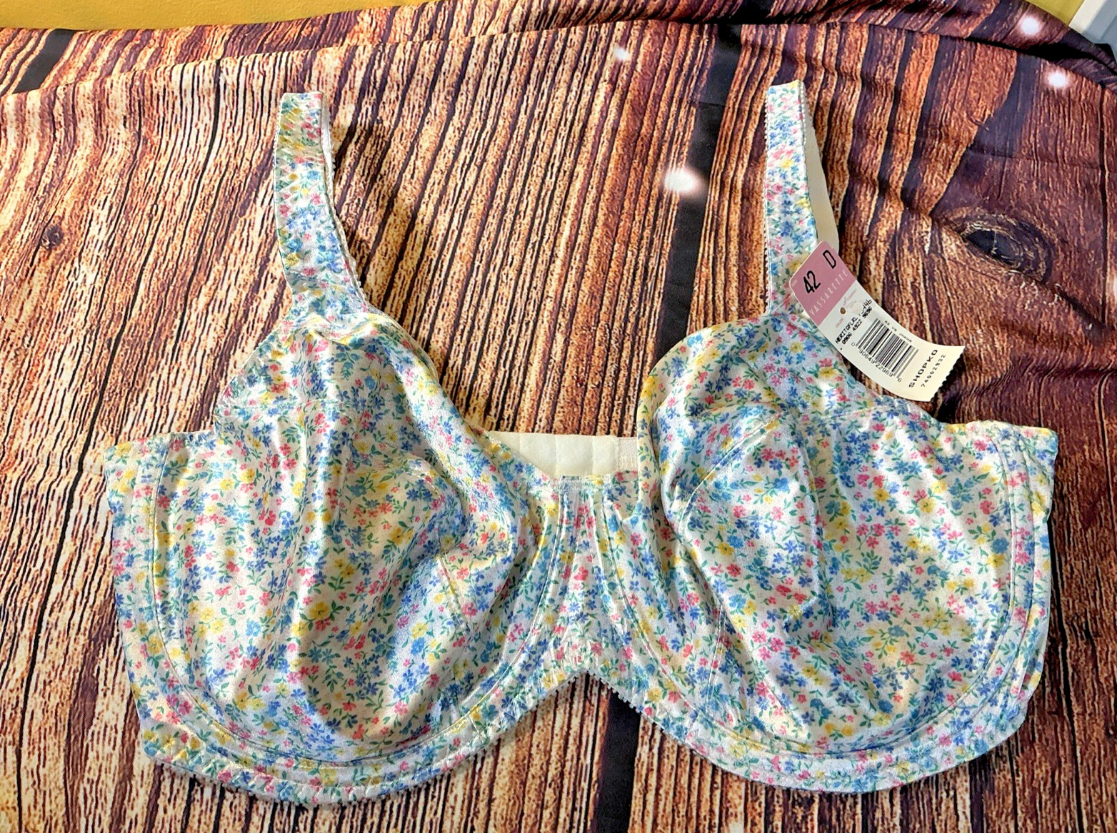 NWT Vintage Vassarette Floral Second Skin Satin Underwire Bra 42D