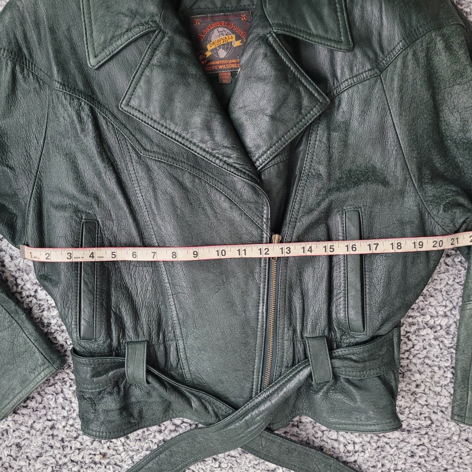 Vintage Adventure Bound Wilson&rsquo;s dark green leather bomber jacket thinsulate