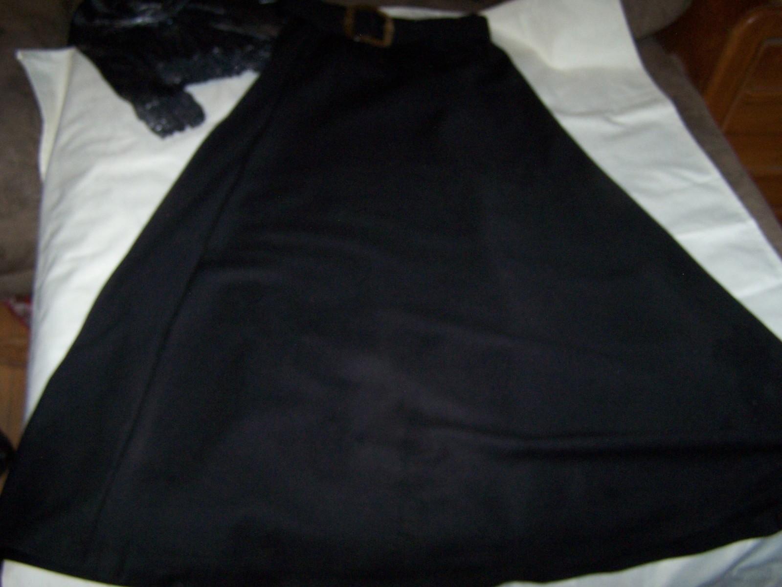 Vintage Elegant SilverCord Blouse (M) & Black Skirt & Belt (14) in EXCELLENT SHA