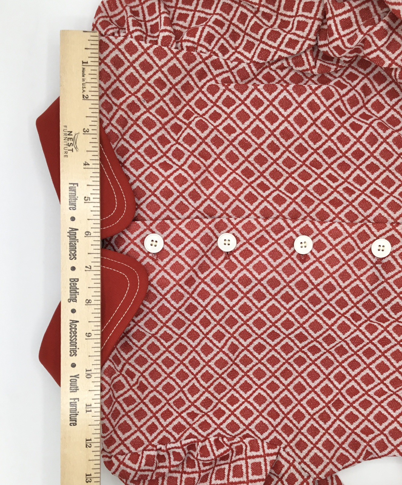 60’s-70’s💥Vicky Vaughn Crop 2pc Skirt Set Red White Geometric Mod, Sz. XS/SM