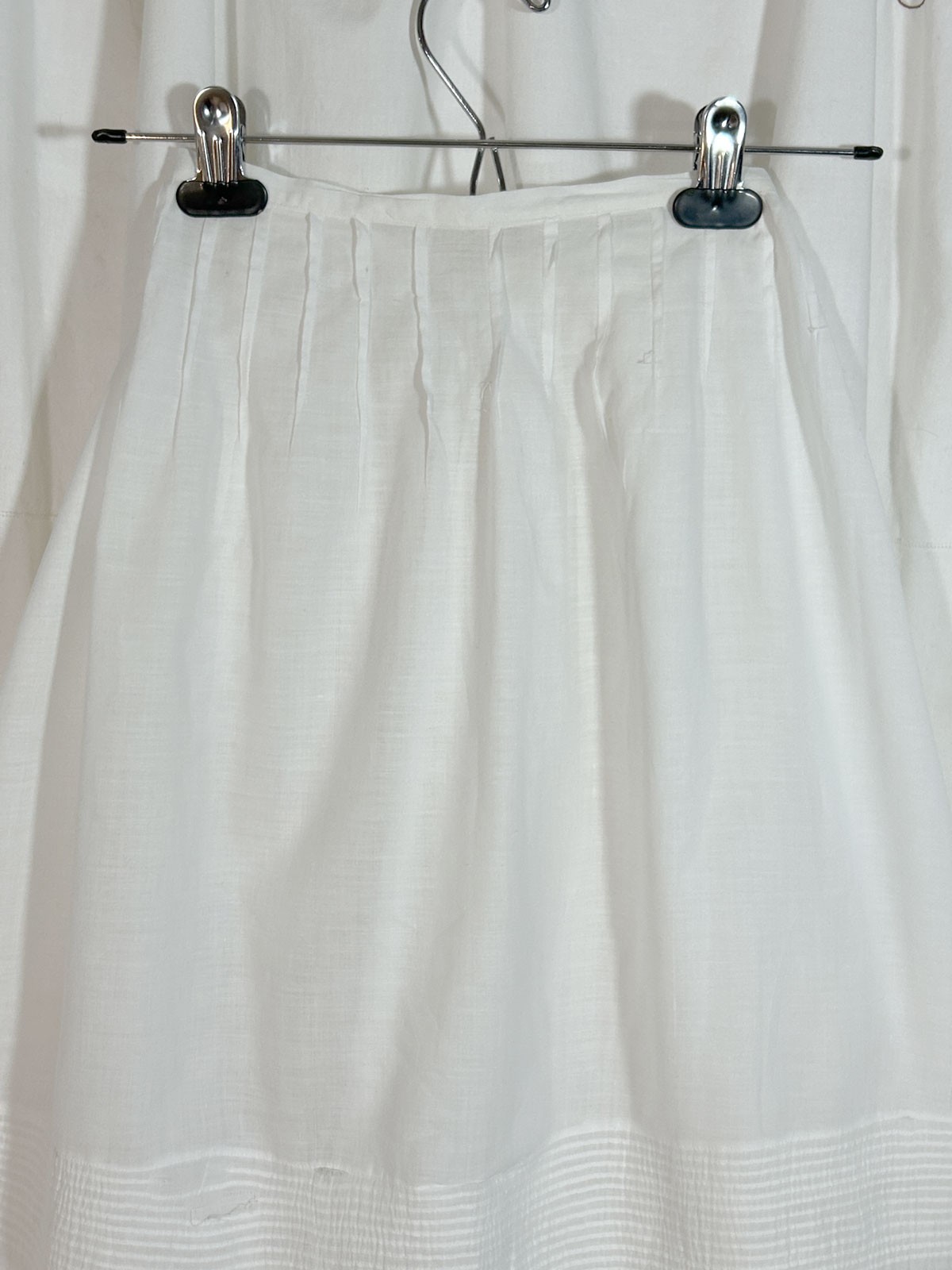 Antique Vtg Edwardian White Lawn Cotton Petticoat Pintucks Lace 20&Prime; Waist 2XS