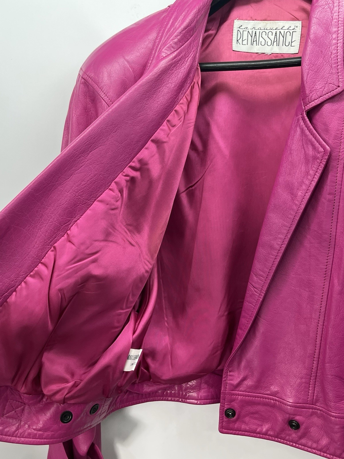 Vtg 80s La Nouvelle Renaissance Hot Pink Leather Jacket Sz M Rockabilly
