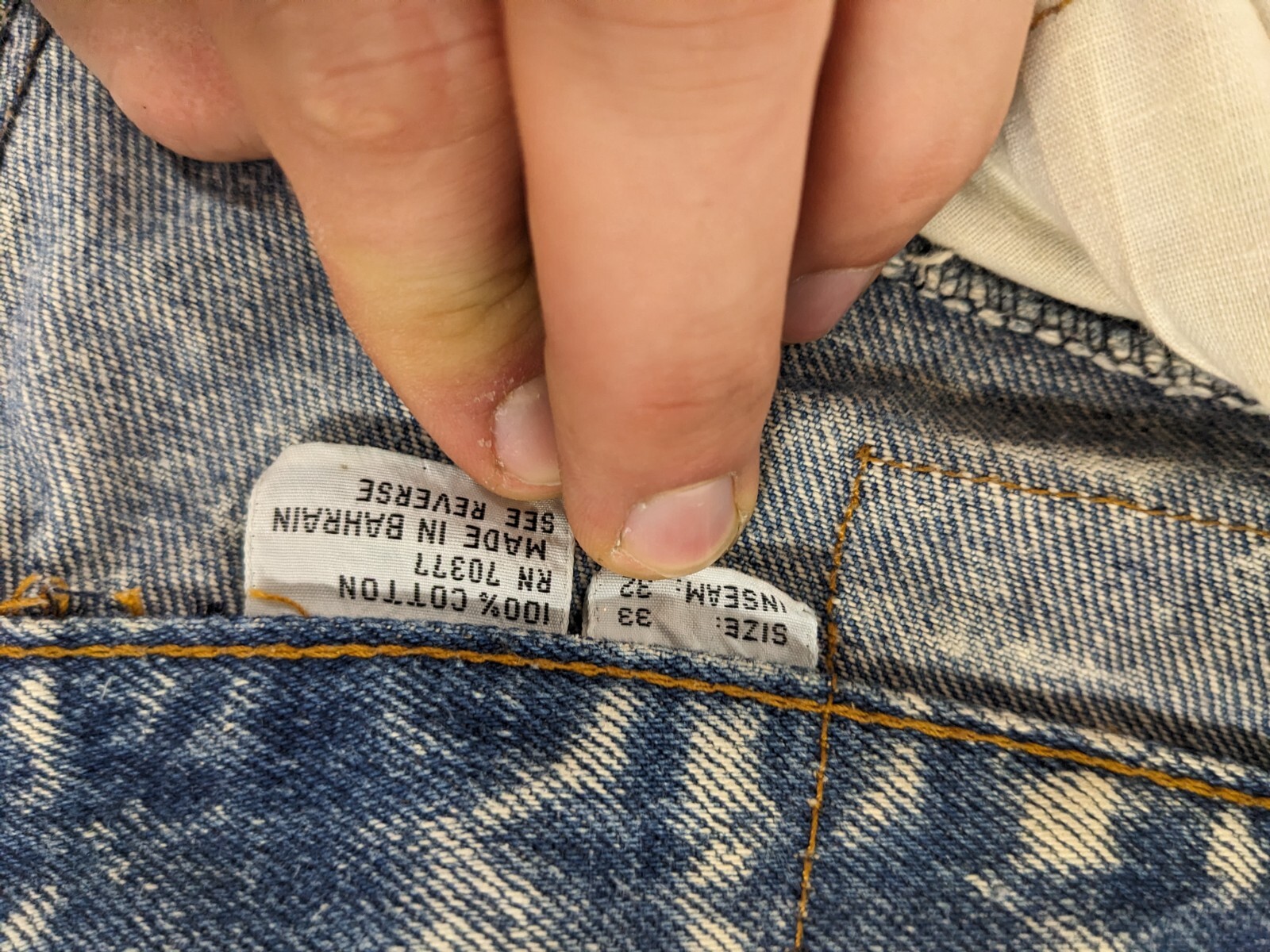 80s Vintage Kozmic Bluez Acid Wash Patchwork Jeans 33/32